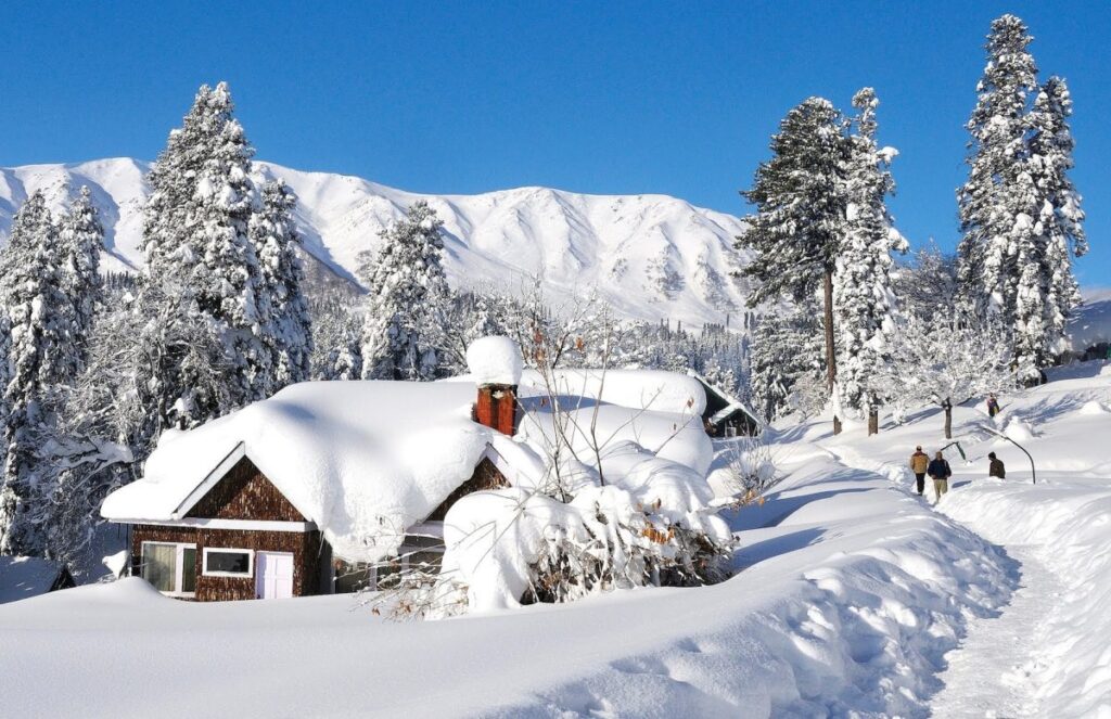 Gulmarg snow covered mountains view Kashmir