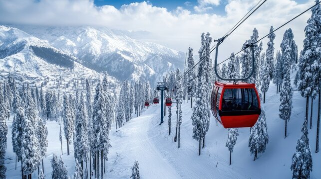 Beautiful snow-covered landscape of Gulmarg in Kashmir